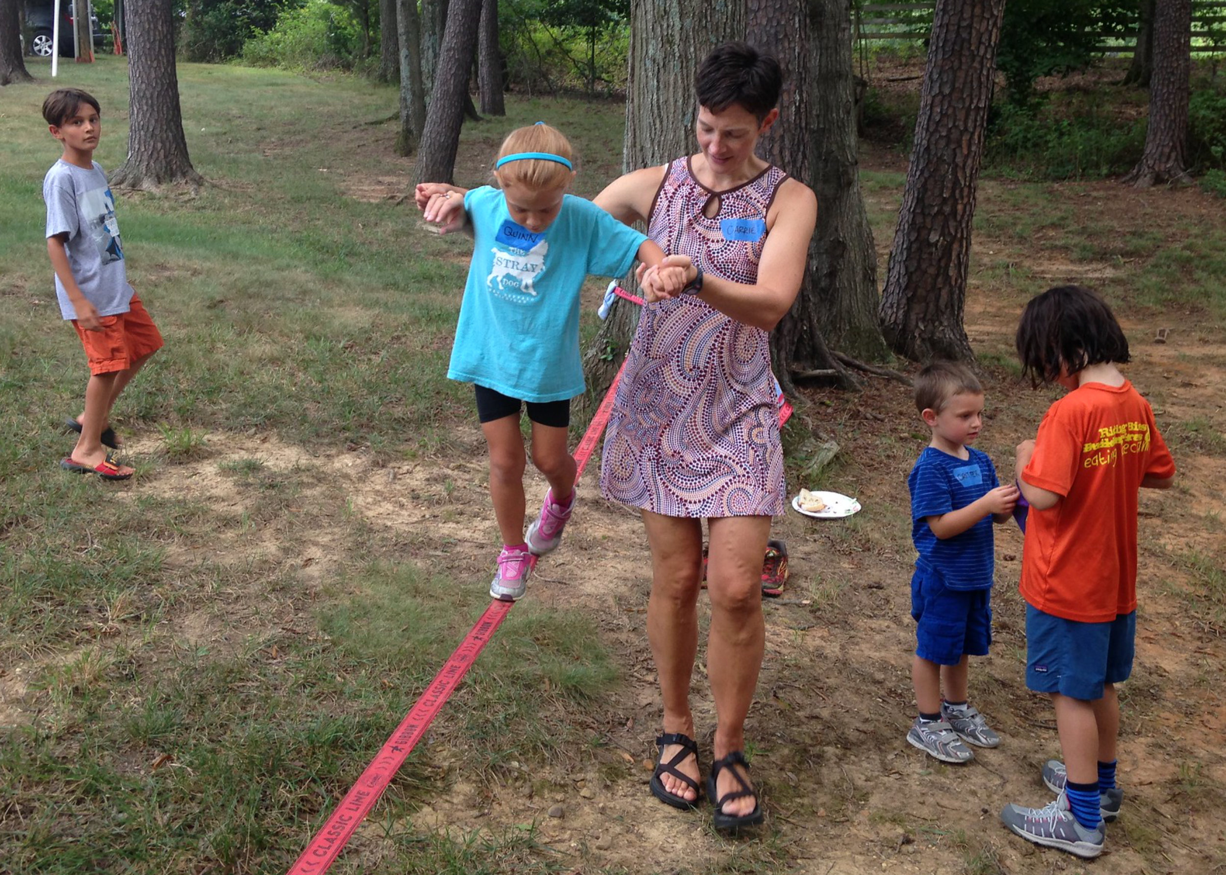 Children slacklining during the 2014 party