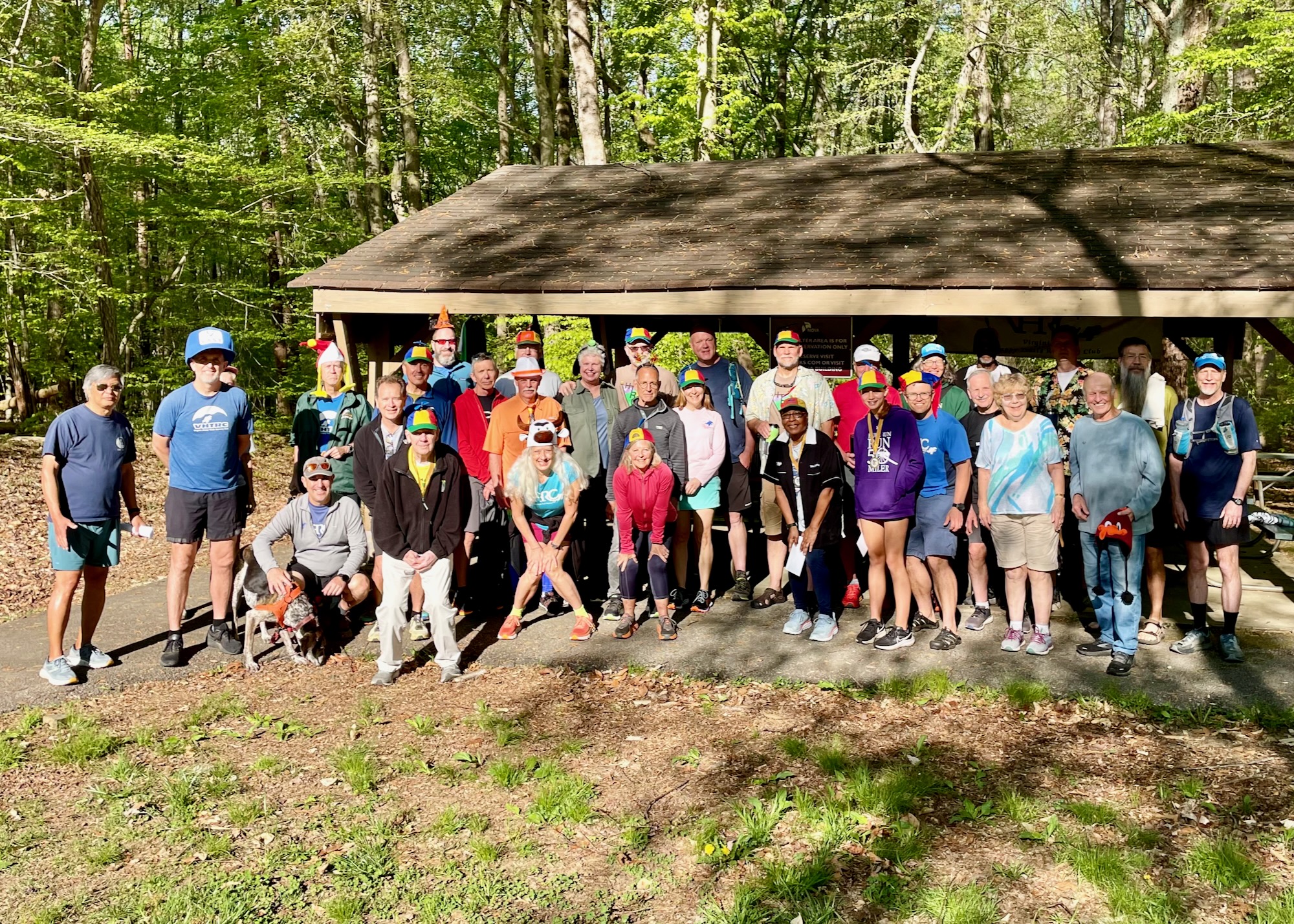 The group at the pavilion near the trailhead of the BROT