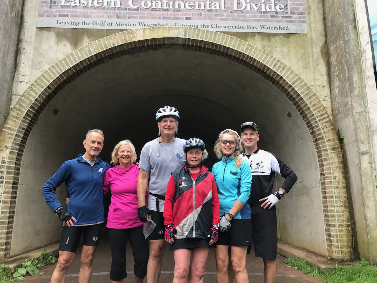 Alan, left, with friends at the Eastern Continental Divide on the GAP (Great Allegheny Passage) Trail