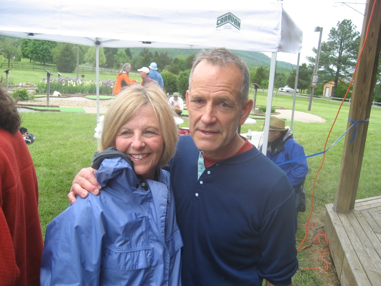 Pam and Alan at the finish of MMT in 2009, the last year it was at Skyline Ranch Resort in Front Royal