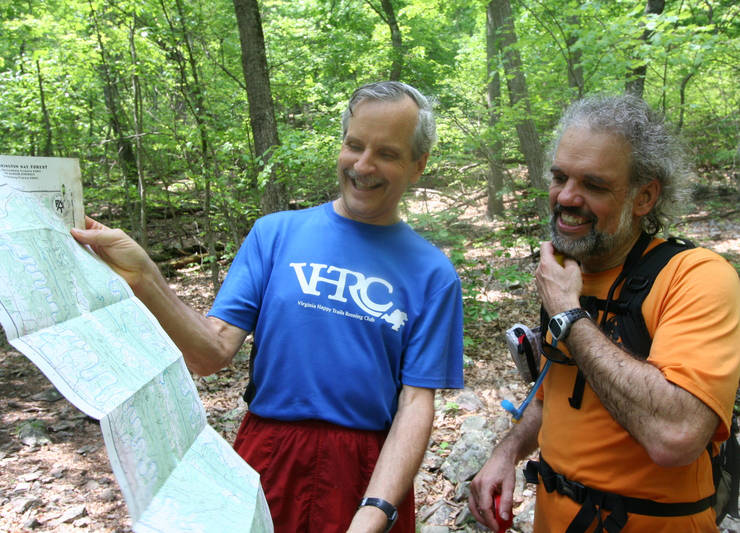 Volunteers Bill Turrentine and Ed Cacciapaglia marking trail before the 2010 MMT